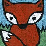 A drawing of a fox, made with the help of an easy step by step tutorial. A fun animal drawing for kids project.