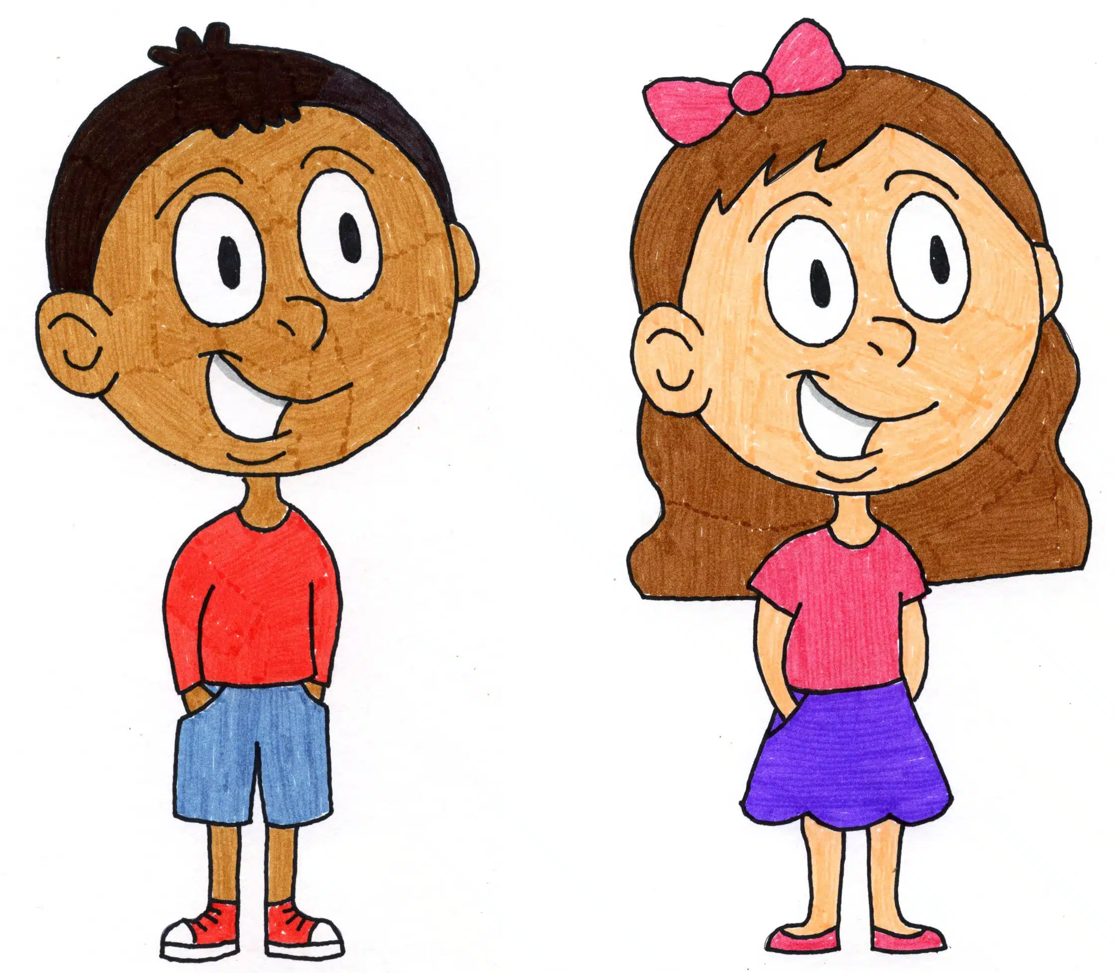 Easy Cartoon Self Portrait Tutorial Video and Cartoon Self Portrait Coloring Page