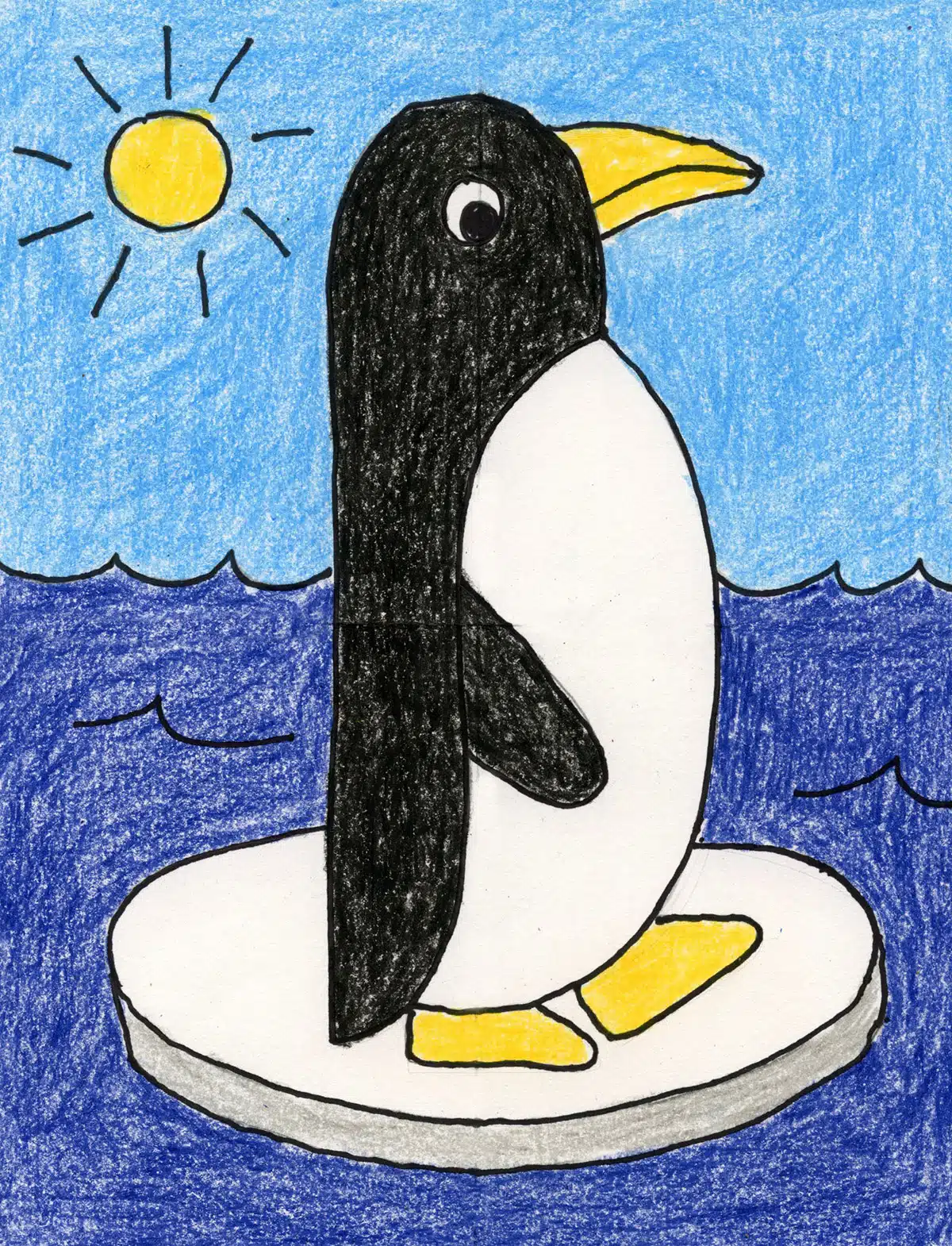 Easy How to Draw a Penguin Tutorial Video and Penguin Coloring Page