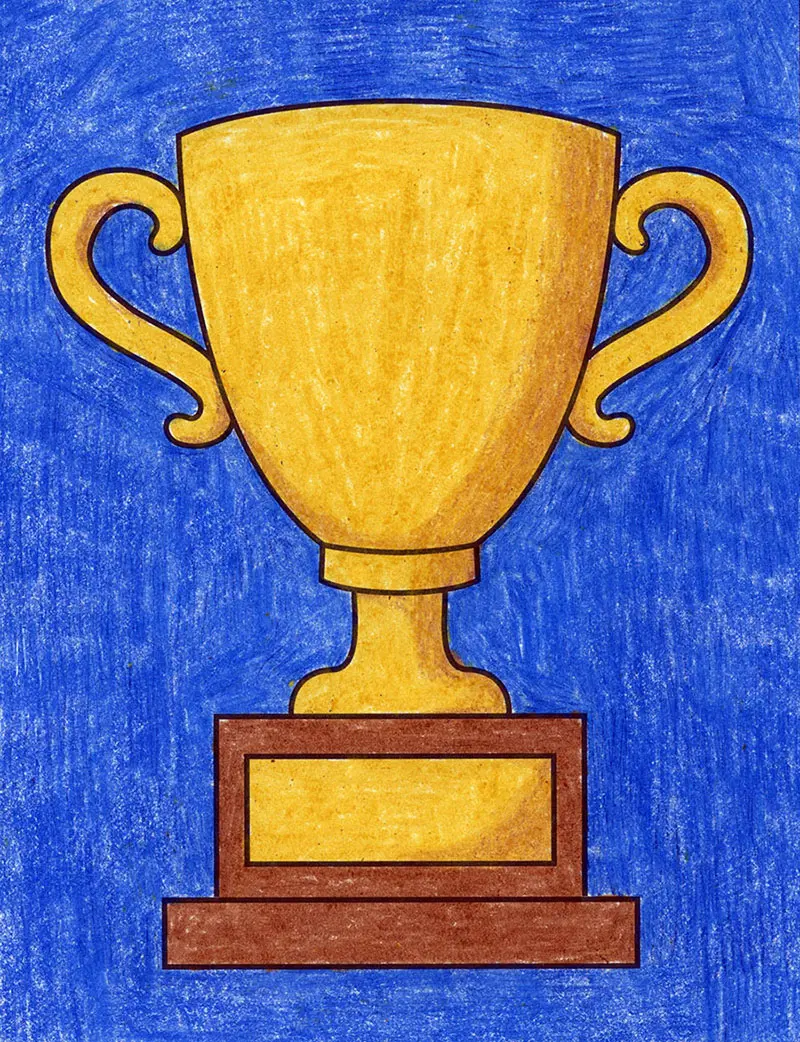 Easy How to Draw Trophy Tutorial and Trophy Coloring Page