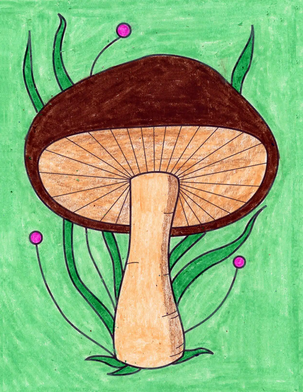Easy How to Draw a Mushroom Tutorial and Mushroom Coloring Page
