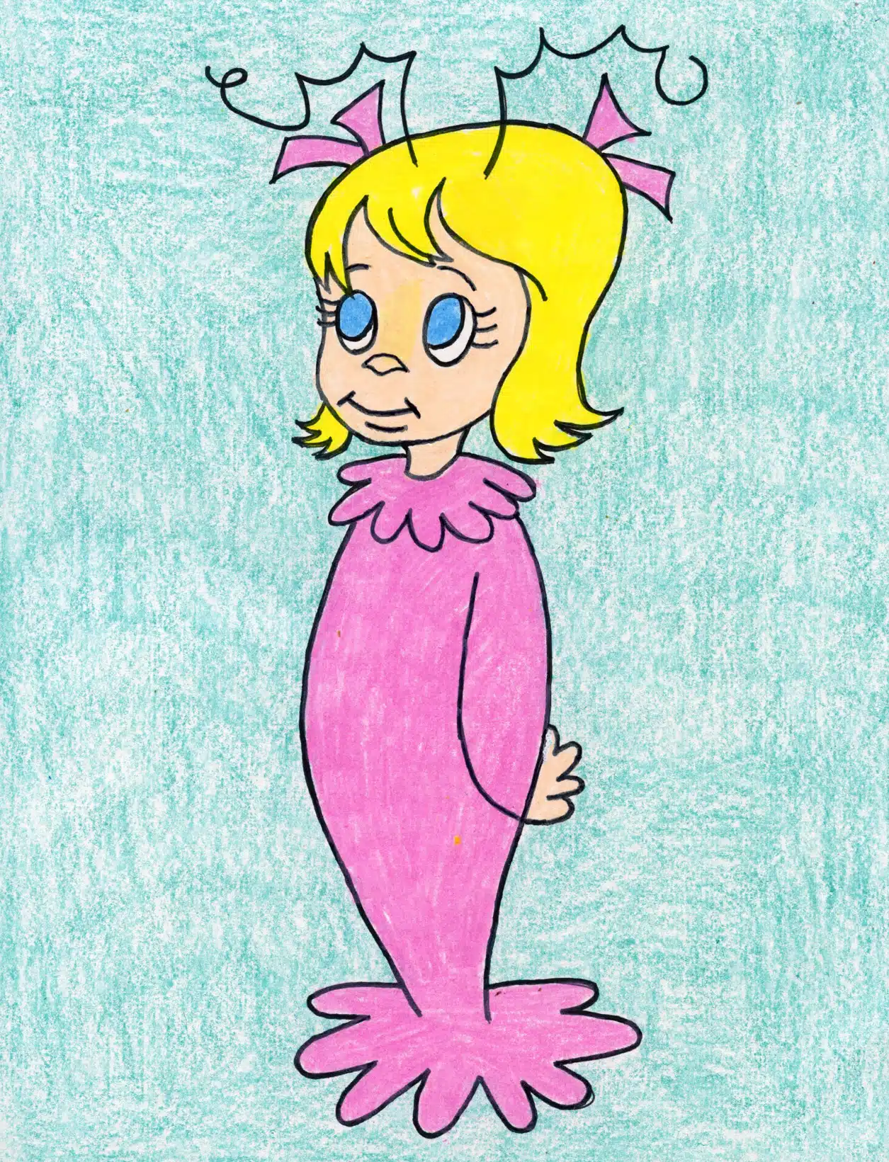 Easy How to Draw Cindy Lou Who Tutorial and Cindy Lou Who Coloring Page
