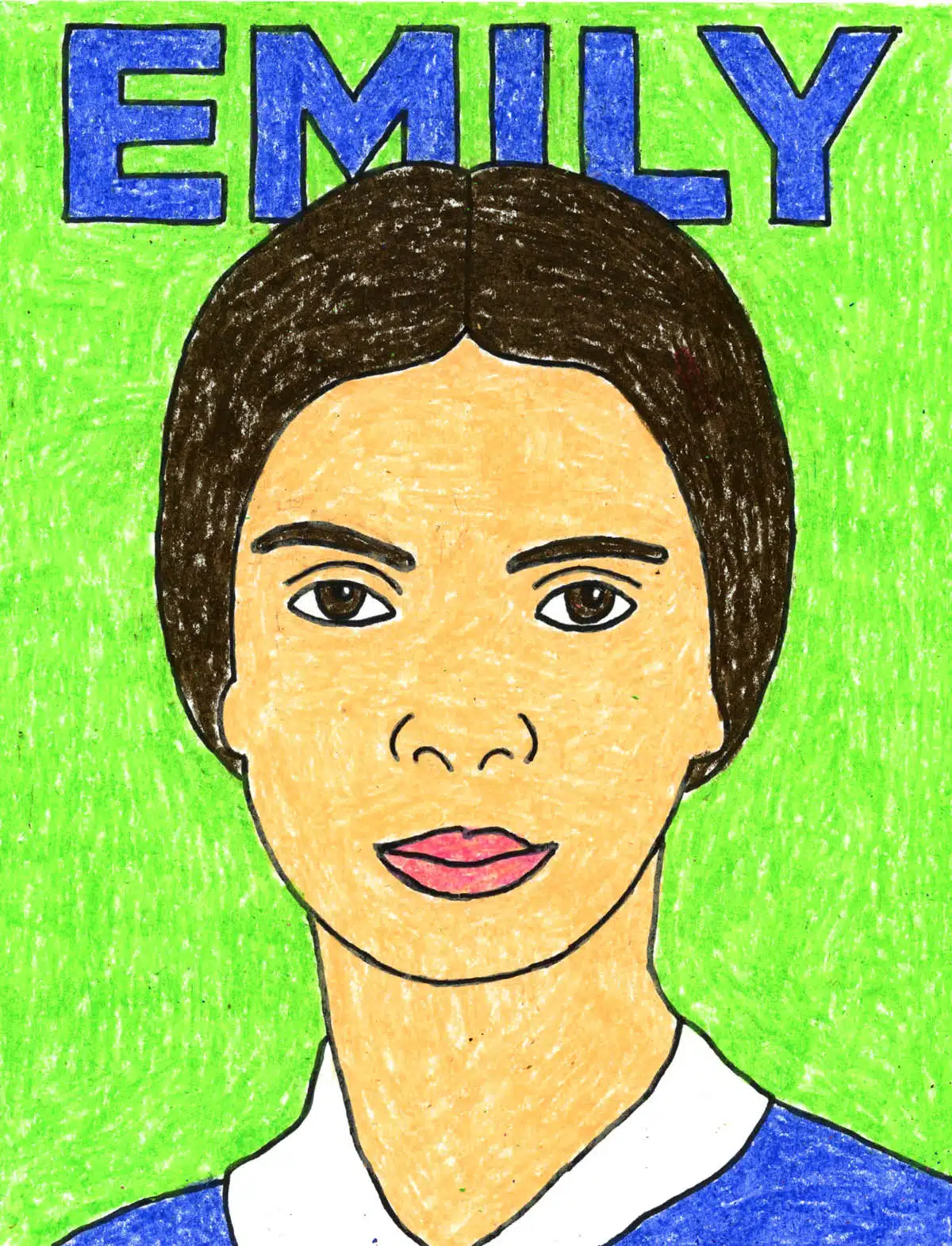 How to Draw Emily Dickinson Tutorial and Emily Dickinson Coloring Page