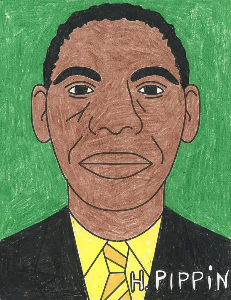 A drawing of a Horace Pippin, made with the help of an easy step by step tutorial. 
