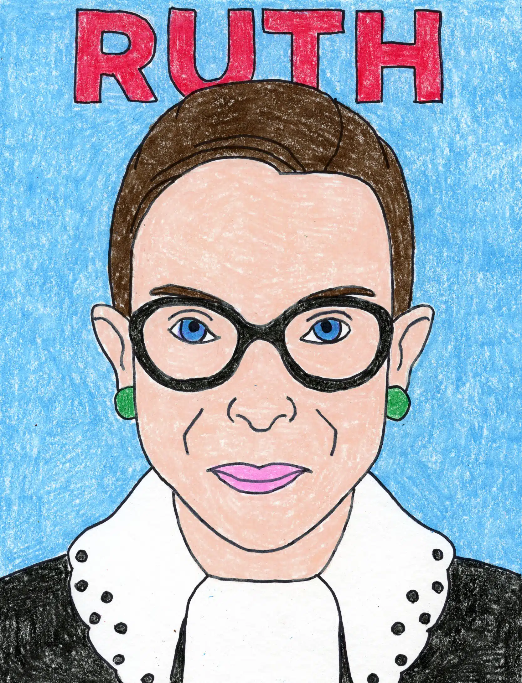 Easy How to Draw Ruth Bader Ginsburg and Ruth Bader Ginsburg Coloring Page