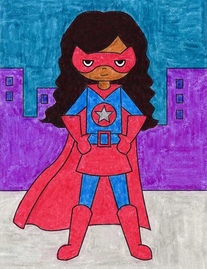 Easy How to Draw Supergirl Tutorial and Supergirl Coloring Page