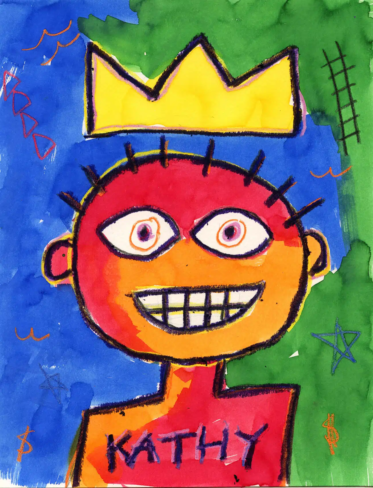 Easy Jean-Michel Basquiat Art Project for Kids Tutorial and Coloring Page