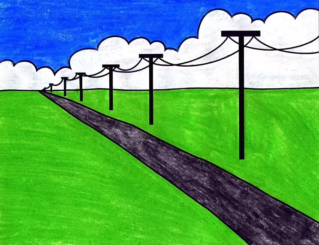 Easy How to Draw a One Point Perspective Landscape