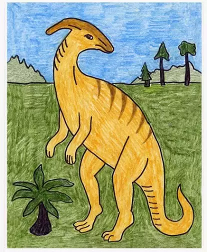 Easy How to Draw a Parasaur Tutorial