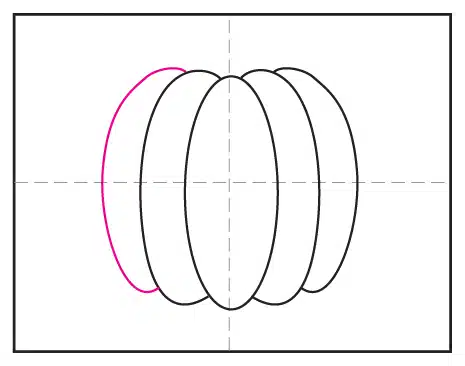 Next step to show how to draw a pumpkin for kids