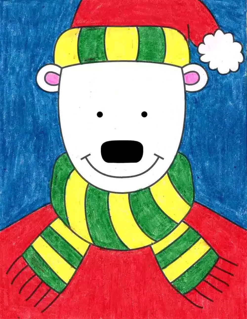 Easy How to Draw a Cartoon Bear Tutorial and Cartoon Bear Coloring Page