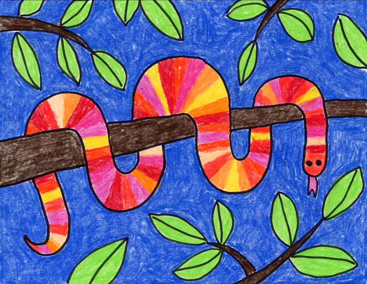 How to Draw a Tree Snake and Tree Snake Coloring Page